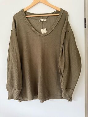 Free People Oversized Waffle Top